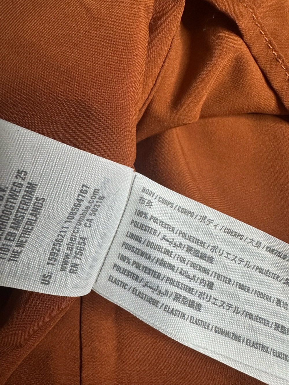 Abercrombie & Fitch Long Sleeve Draped Bodice Mini Dress Large Orange Spice - Picture 16 of 16